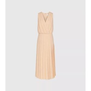 NWT $245 Reiss‎ Mariona Pleated Midi Dress, Peach, Size US 4